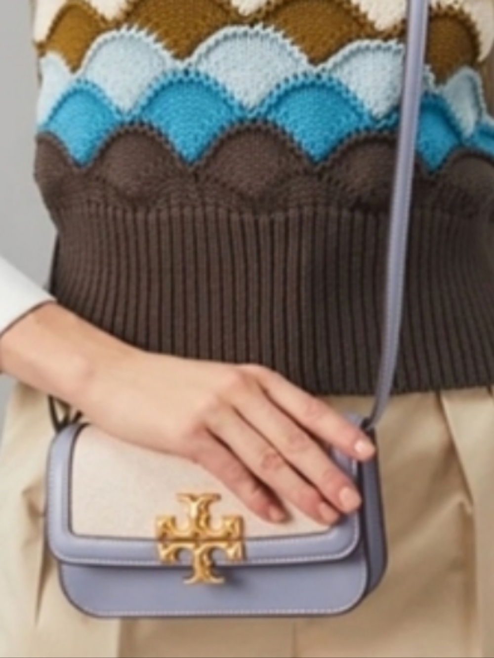 Tory Burch Cloud Blue Eleanor Crossbody + Dust Bag + Gift Bag Nwt ❤️ - Picture 3 of 12